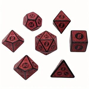 Polyhedral Dice in Red & Window Lattice Carved Design